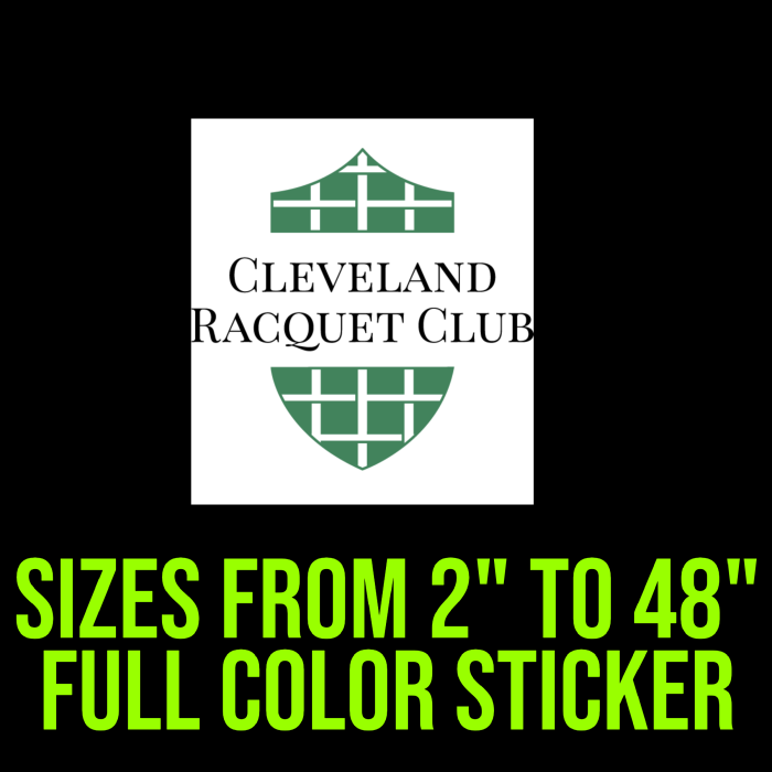 Cleveland Racquet club 2 Full Color Vinyl Decal