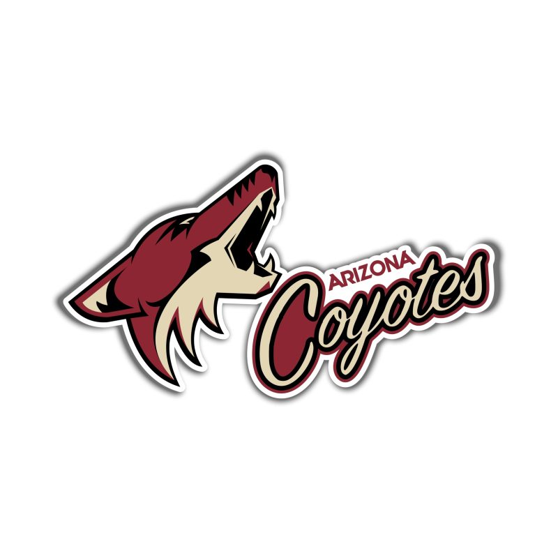 Arizona Coyotes - Coyote Head With Name Angled - Full Color Vinyl Sticker - Custom Size