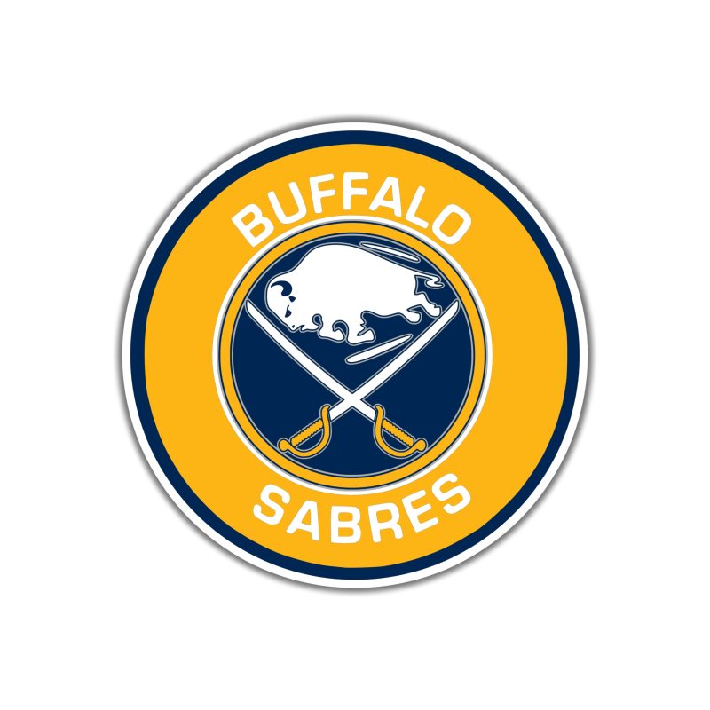 Buffalo Sabres - Yellow Circle With Name - Full Color Vinyl Sticker - Custom Size
