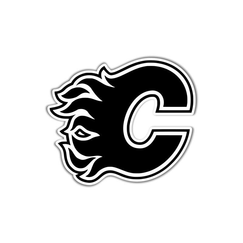 Calgary Flames - Black C -Full Color Vinyl Sticker - Custom Size