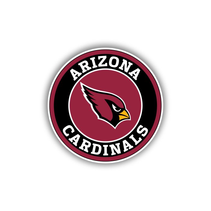 Arizona Cardinals - Black Circle - Full Color Vinyl Sticker - Custom Size