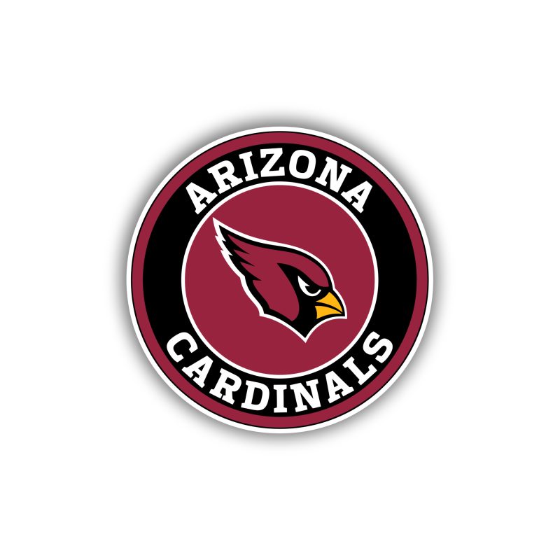 Arizona Cardinals - Black Circle - Full Color Vinyl Sticker - Custom Size