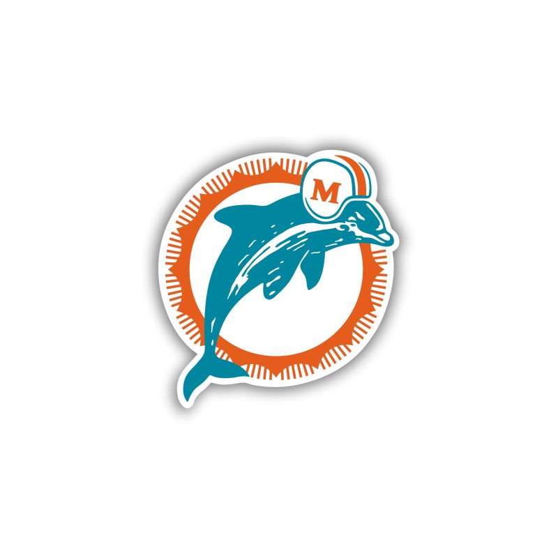 Miami Dolphins - Circle - Full Color Vinyl Sticker - Custom Size