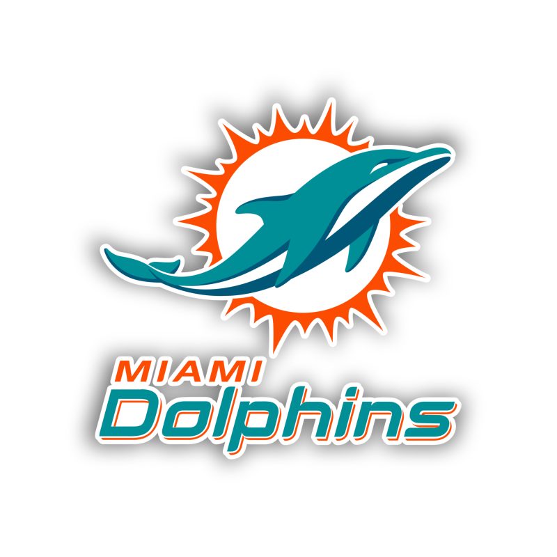 Miami Dolphins - Circle - Full Color Vinyl Sticker - Custom Size