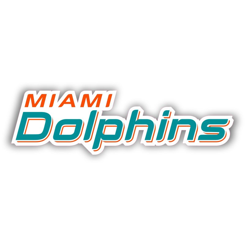 Miami Dolphins - Lettering - Full Color Vinyl Sticker - Custom Size