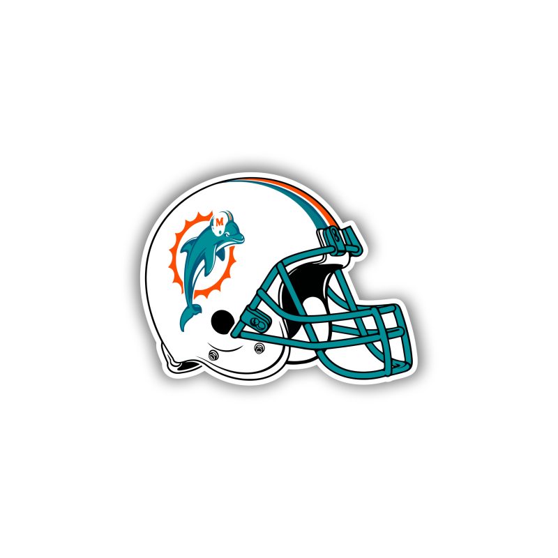 Miami Dolphins - Helmet - Full Color Vinyl Sticker - Custom Size