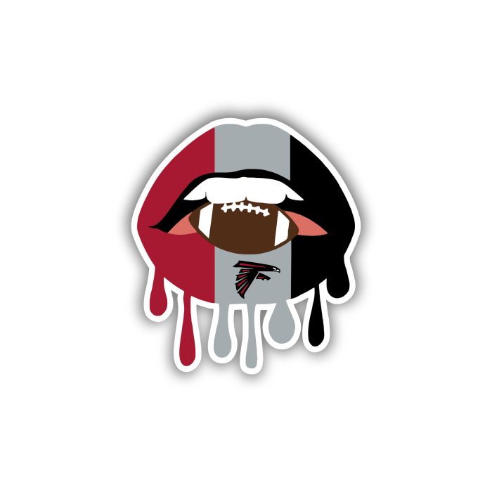 Atlanta Falcons - Lips With Football - Full Color Vinyl Sticker - Custom Size