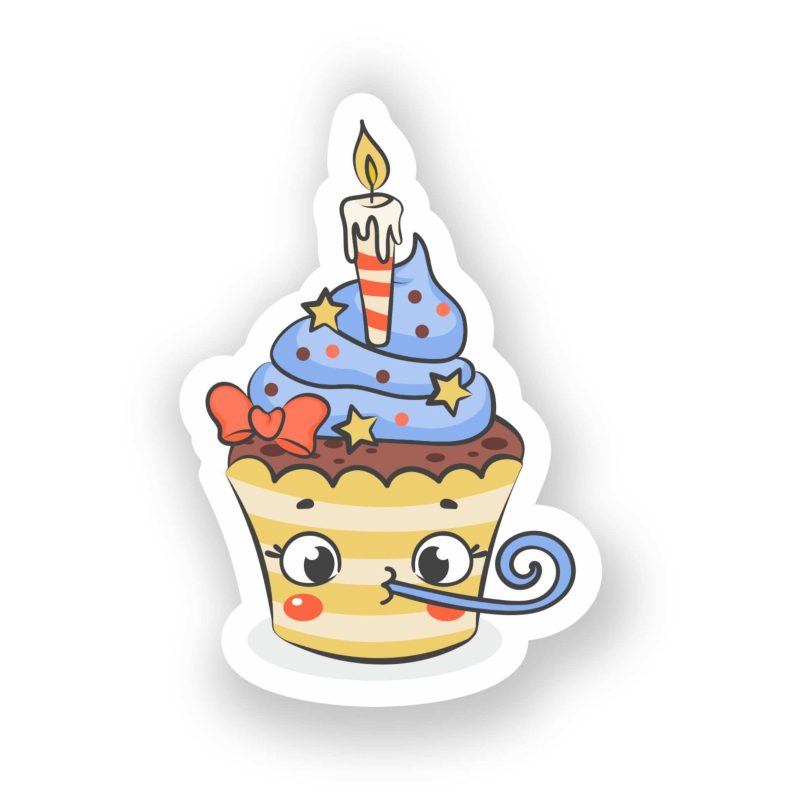 Birthday Cupcake Full Color Vinyl Decal - Custom Size