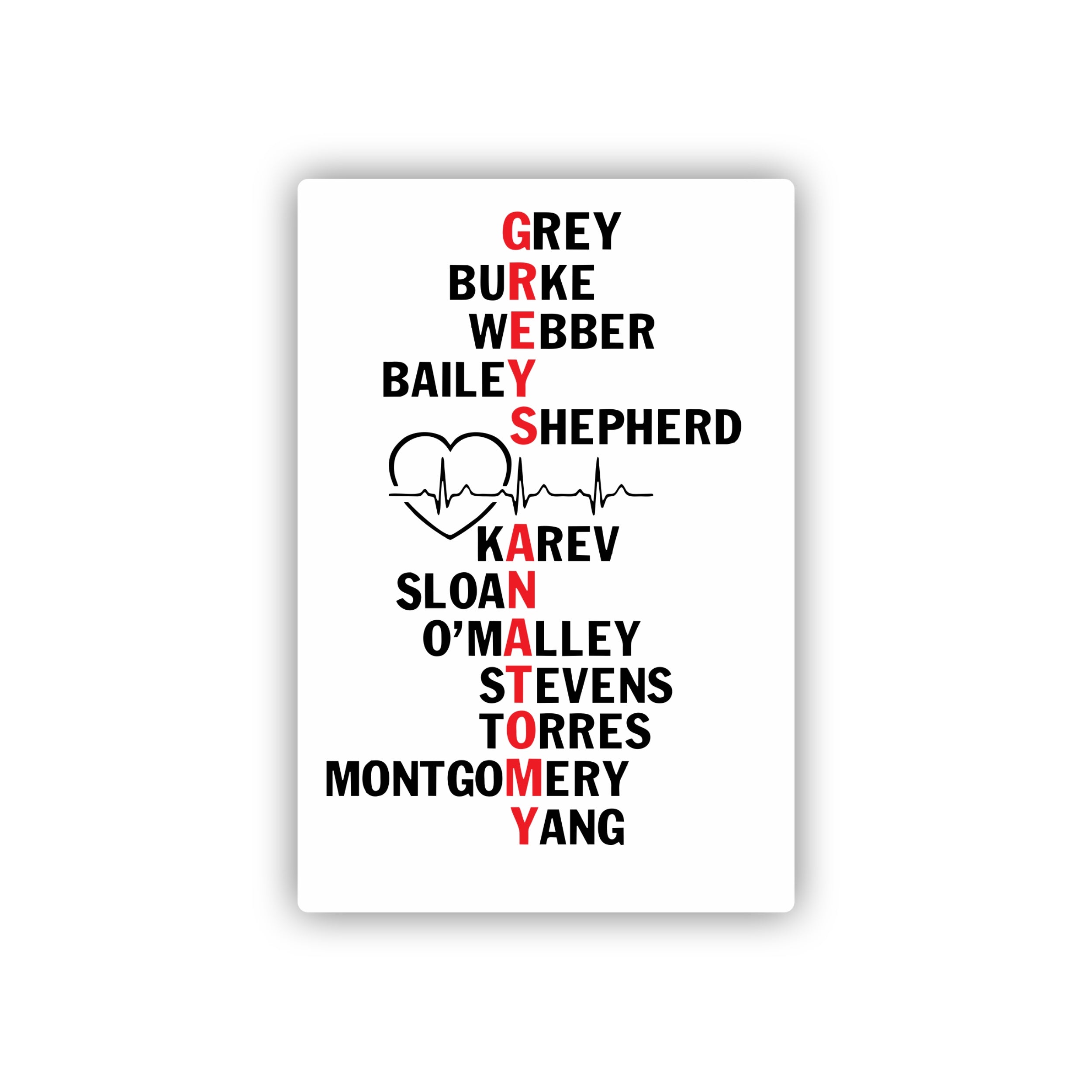 Greys Anatomy - Full Color Vinyl Sticker - Custom Size