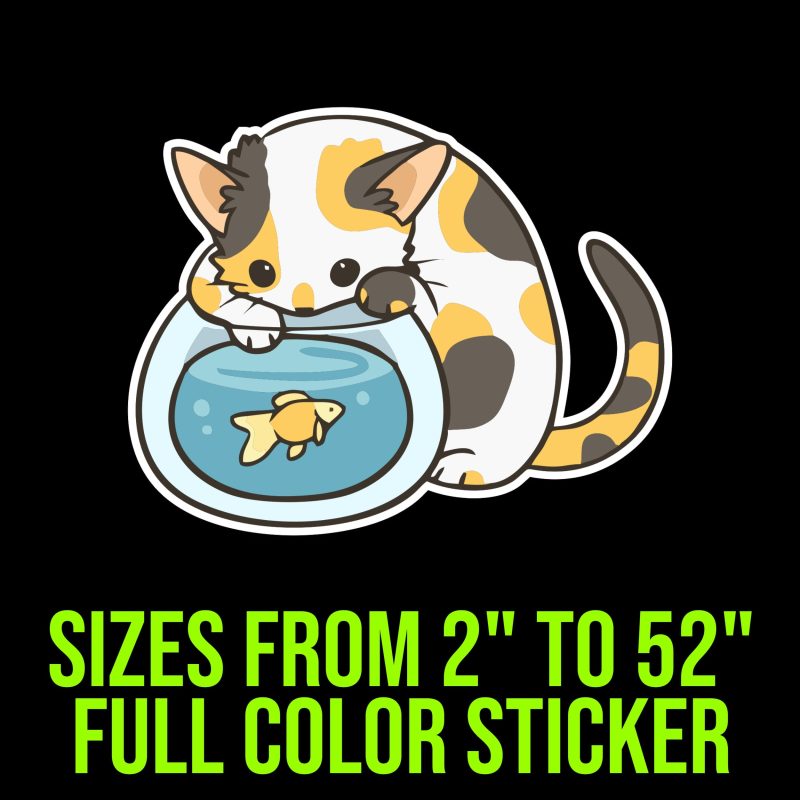 Cat Full Color Vinyl Decal - Custom Size
