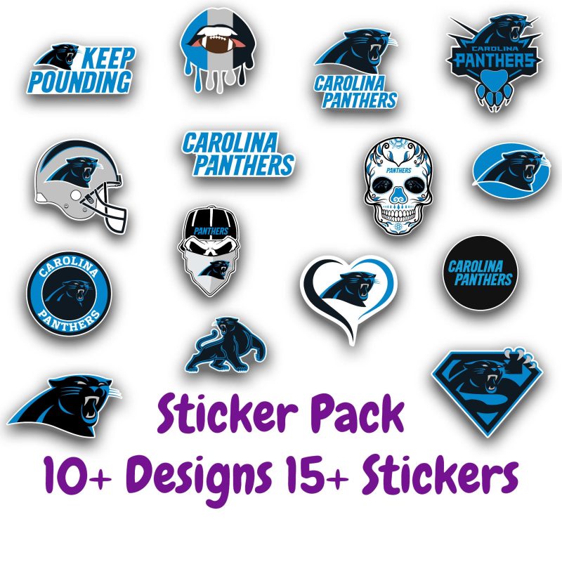 Carolina Panthers Sticker Pack; Hydroflask decal ; Laptop Decal ; Yeti Decal;  Cell phone Decal;  Vinyl Car Decal- Custom Size