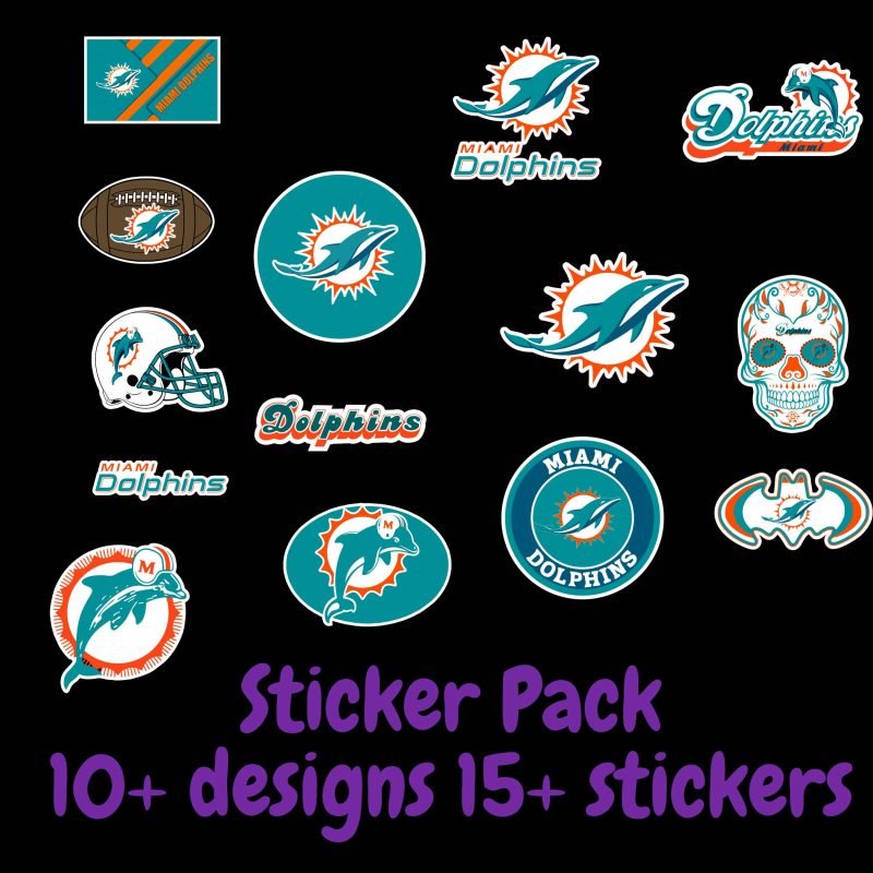 Miami Dolphins Sticker Pack Laptop Decal Yeti Decal Cell phone Decal Vinyl Car Decal