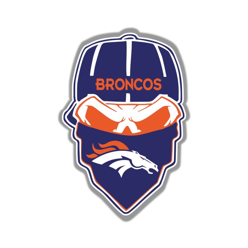 Denver Broncos - Skull - Full Color Vinyl Sticker - Custom Size- (Copy)