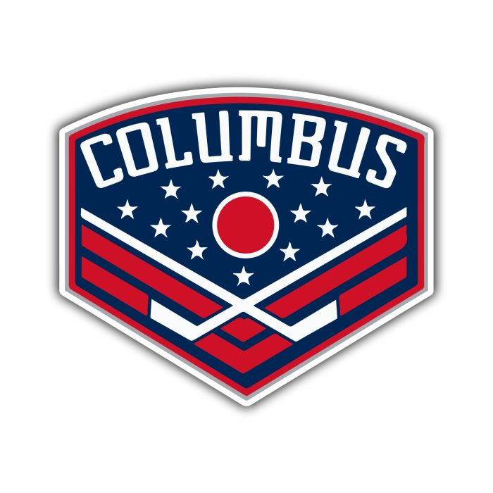 Columbus Blue - Curved Triangle With Columbus - Jackets Full Color Vinyl Sticker - Custom Size