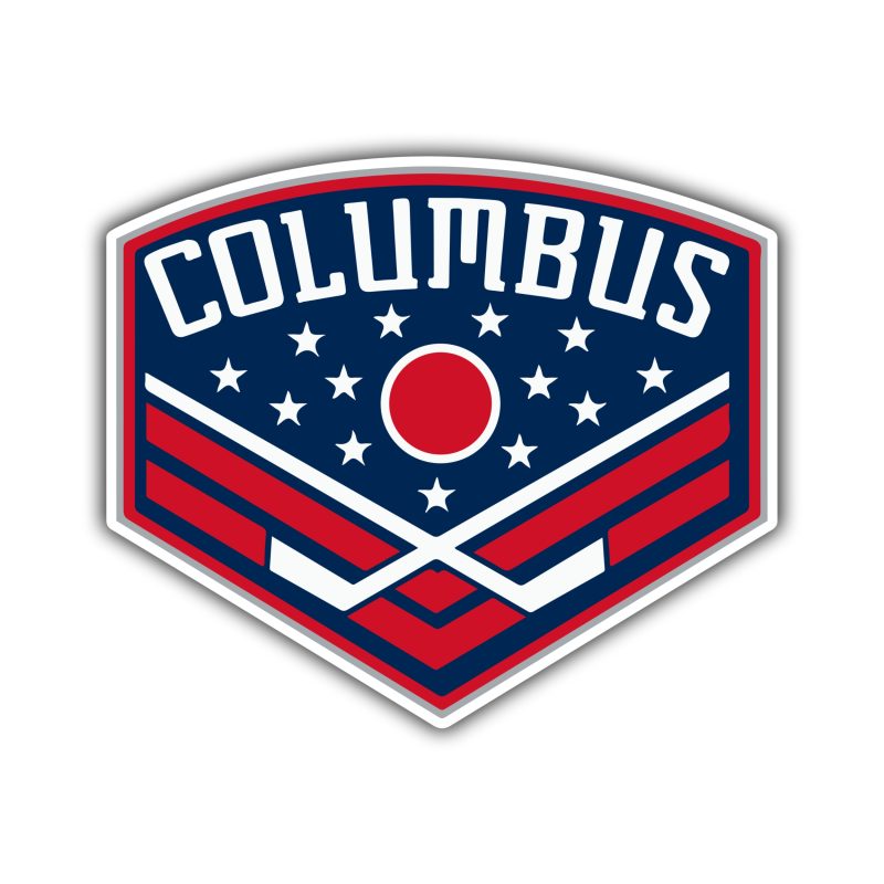 Columbus Blue - Curved Triangle With Columbus - Jackets Full Color Vinyl Sticker - Custom Size