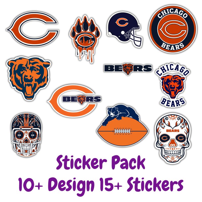 Chicago Bears Sticker Pack;  decal ; Laptop Decal ; Yeti Decal;  Cell phone Decal;  Vinyl Car Decal