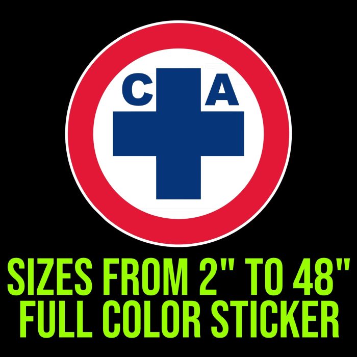 Cruz Azul Full Color Vinyl Sticker - Custom Size