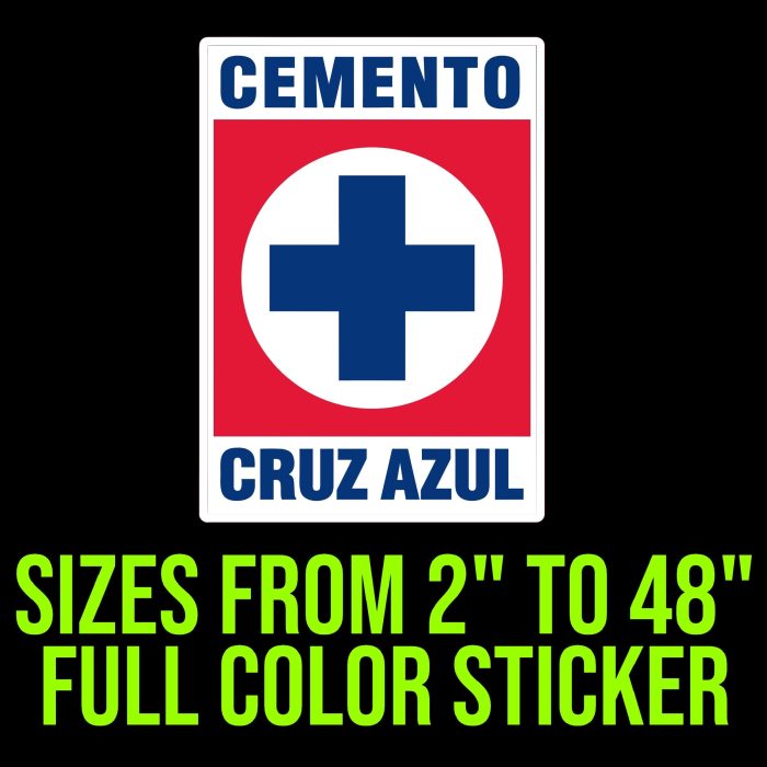 Cruz Azul Full Color Vinyl Sticker - Custom Size
