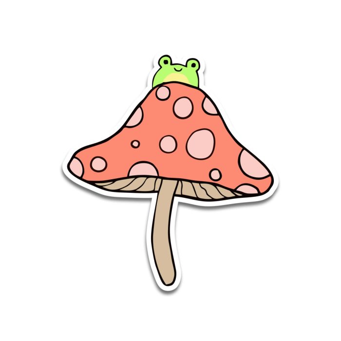 Frog with Mushroom Full Color Vinyl Decal - Custom Size
