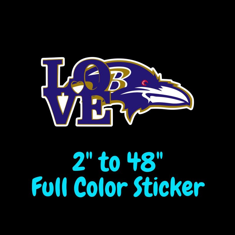 Baltimore Ravens Full Color Vinyl Sticker - Custom Size
