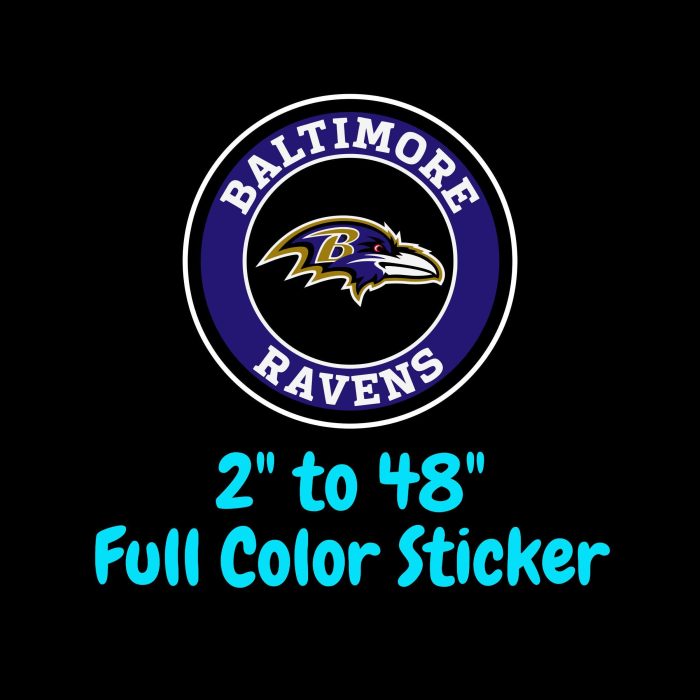 Baltimore Ravens Full Color Vinyl Sticker - Custom Size