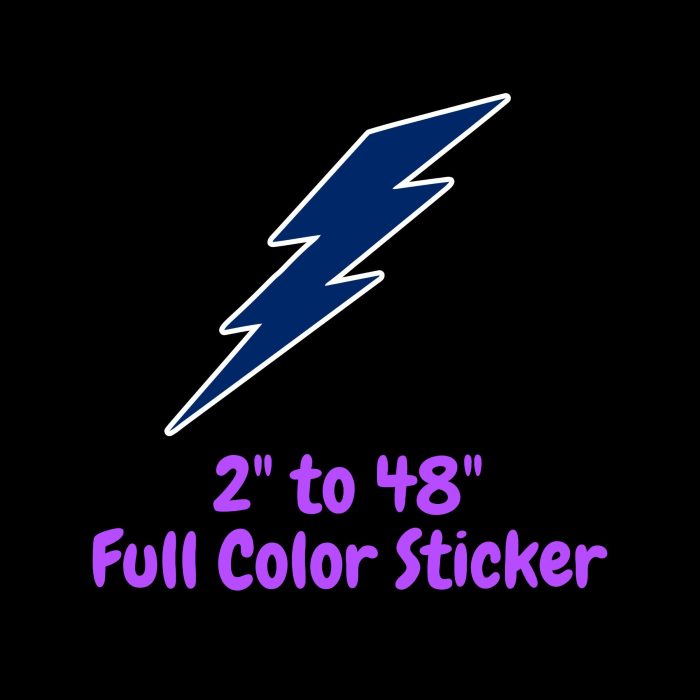 Tampa Bay Lightning - Lightning Bolt - Full Color Vinyl Sticker - Custom Size