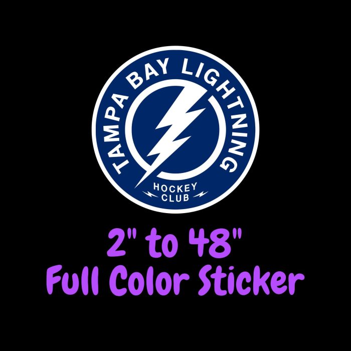 Tampa Bay Lightning - Blue Circle With Name - Full Color Vinyl Sticker - Custom Size