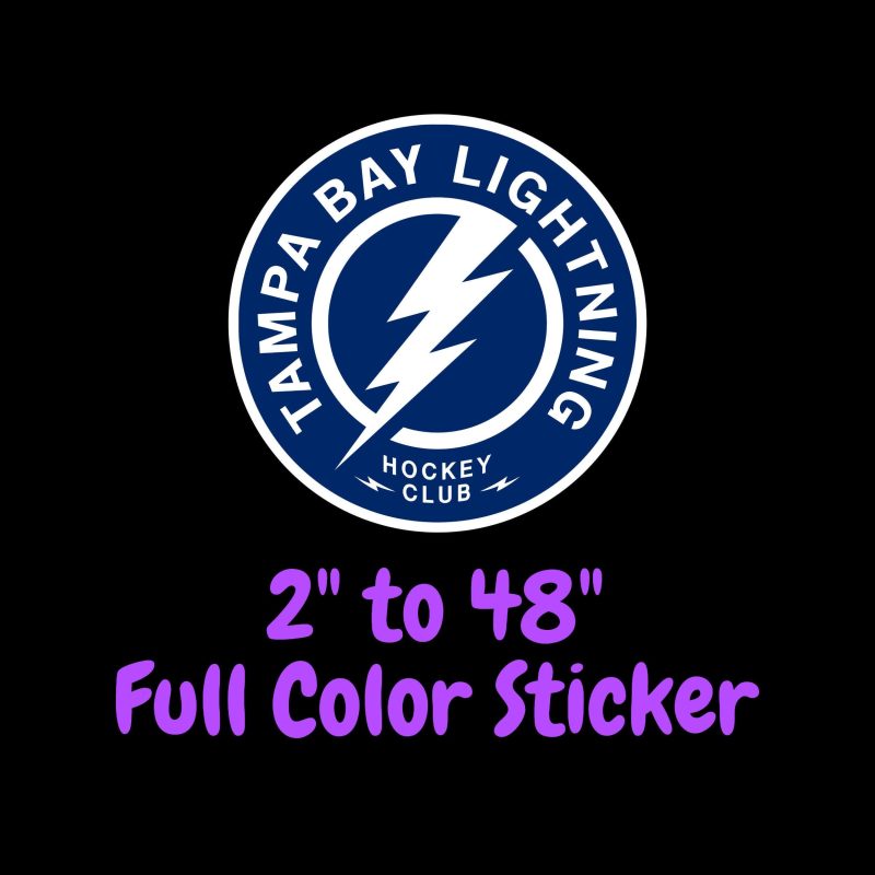 Tampa Bay Lightning - Blue Circle With Name - Full Color Vinyl Sticker - Custom Size