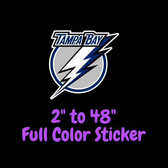 Tampa Bay Lightning - Circle Multi Color With Name - Full Color Vinyl Sticker - Custom Size
