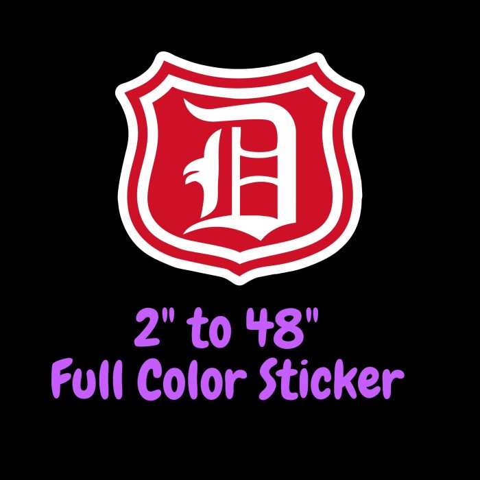 Detroit Red Wings - Shield With Wing - Full Color Vinyl Sticker - Custom Size