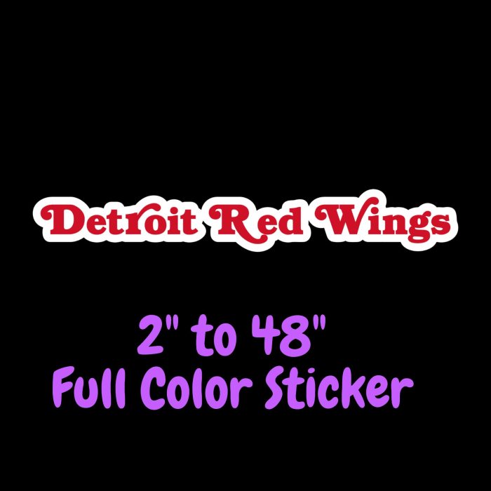 Detroit Red Wings - Name - Full Color Vinyl Sticker - Custom Size