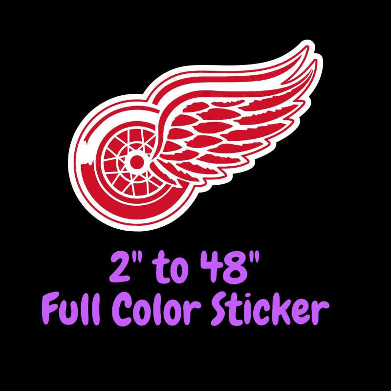 Detroit Red Wings - Wing - Full Color Vinyl Sticker - Custom Size