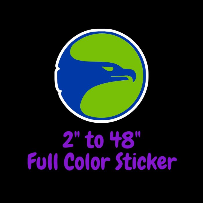 Atlanta Hawks - Green Circle With Blue Hawk - Full Color Vinyl Sticker - Custom Size