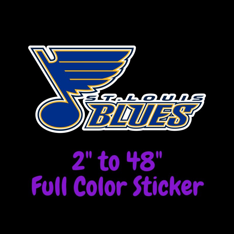 St Louis Blues - Note With Name On Side - Full Color Vinyl Sticker - Custom Size