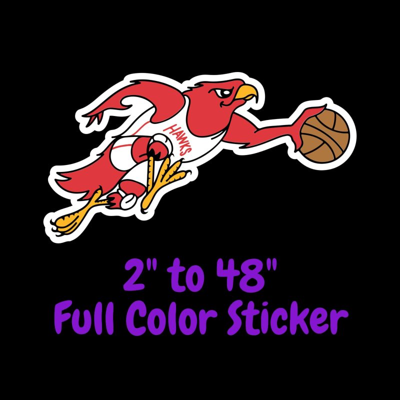 Atlanta Hawks - Hawk Dribbling - Full Color Vinyl Sticker - Custom Size