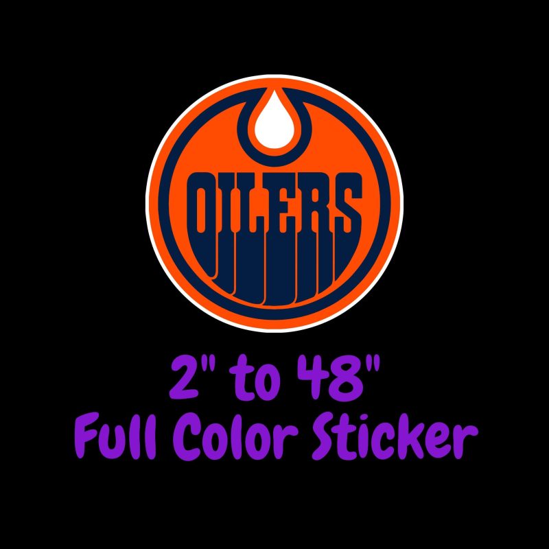 Edmonton Oilers- Orange Circle With Oilers - Full Color Vinyl Sticker - Custom Size