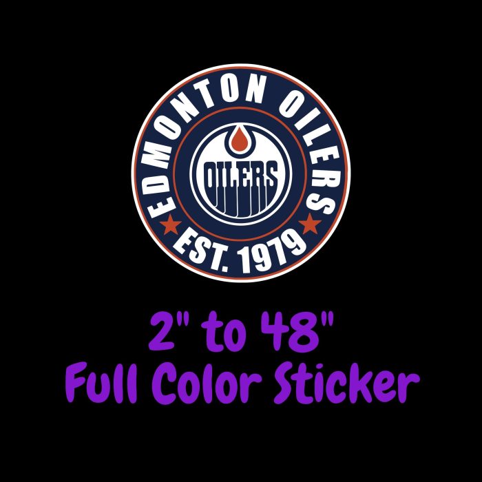 Edmonton Oilers - Circle With Name EST.1979 - Full Color Vinyl Sticker - Custom Size