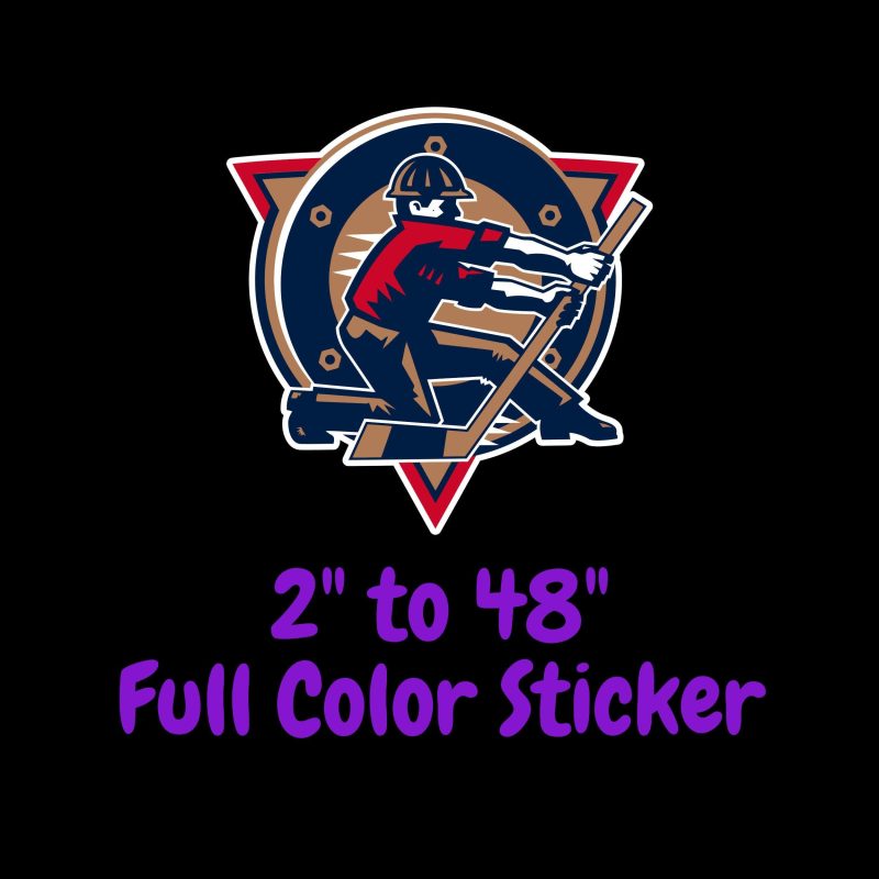 Edmonton Oilers - Guy With Hockey Stick - Full Color Vinyl Sticker - Custom Size