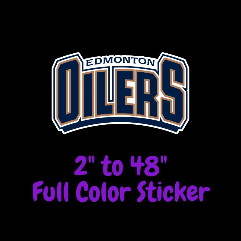 Edmonton Oilers - Blue Name - Full Color Vinyl Sticker - Custom Size