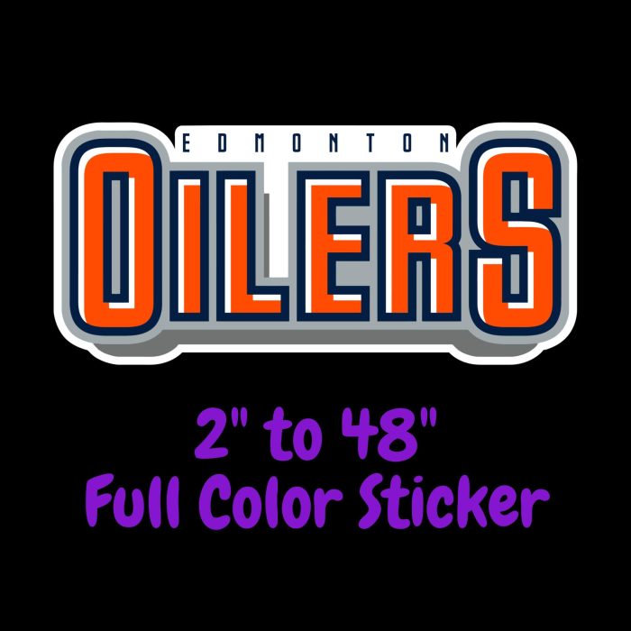 Edmonton Oilers - Orange Name - Full Color Vinyl Sticker - Custom Size