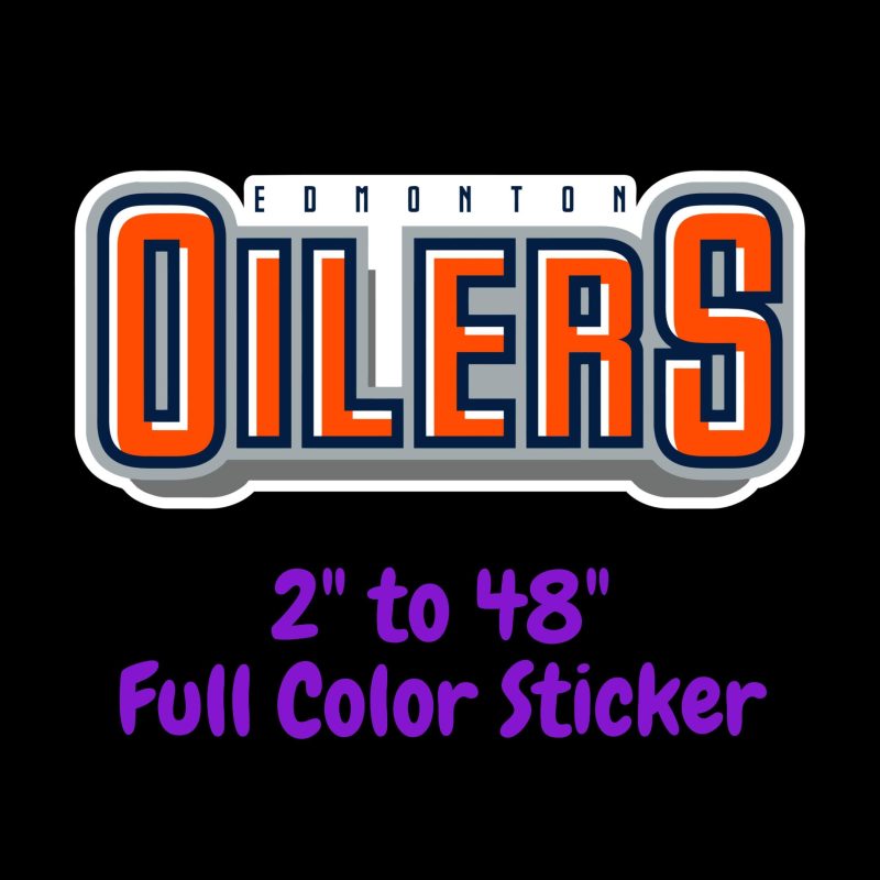 Edmonton Oilers - Orange Name - Full Color Vinyl Sticker - Custom Size