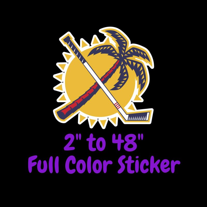 Florida Panthers - Sun With Palm Tree - Full Color Vinyl Sticker - Custom Size