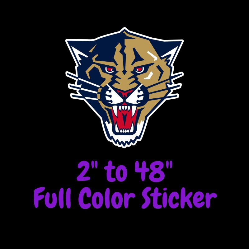 Florida Panthers - Panther Head - Full Color Vinyl Sticker - Custom Size
