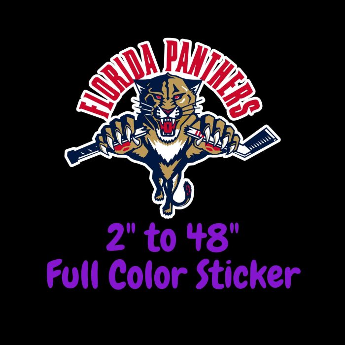 Florida Panthers - Panther With Hockey Stick - Full Color Vinyl Sticker - Custom Size