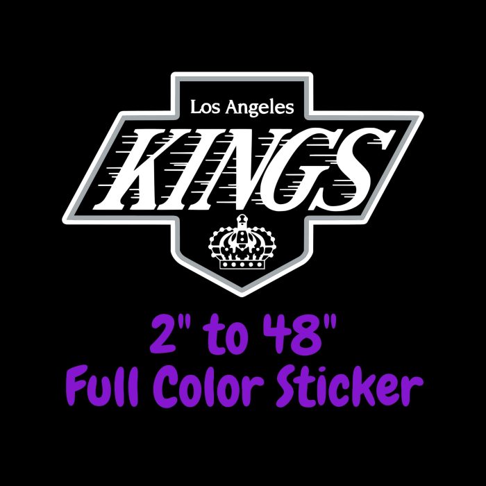 Los Angeles Kings - Black Background With Kings - Full Color Vinyl Sticker - Custom Size
