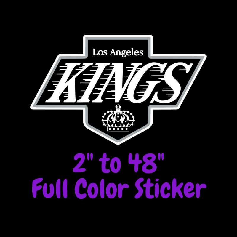 Los Angeles Kings - Black Background With Kings - Full Color Vinyl Sticker - Custom Size