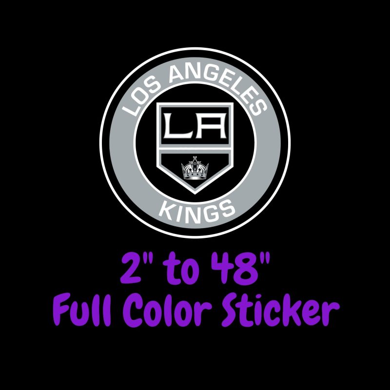 Los Angeles Kings - Circle With Name Full Color Vinyl Sticker - Custom Size