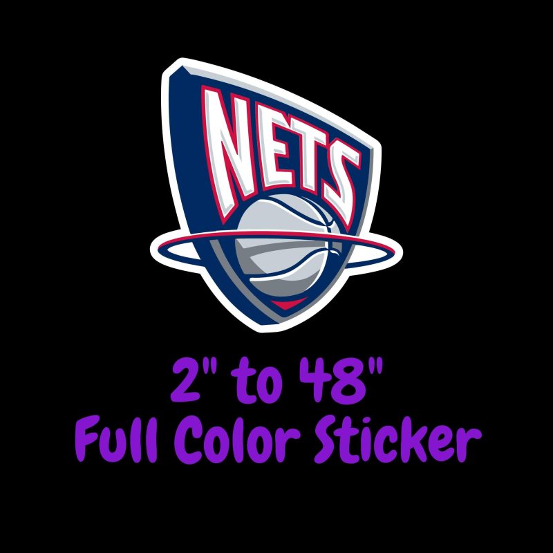 Brooklyn Nets - Basketball Hoop With Nets - Full Color Vinyl Sticker - Custom Size
