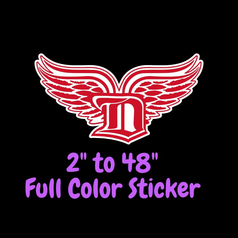 Detroit Red Wings - D With Wings - Full Color Vinyl Sticker - Custom Size