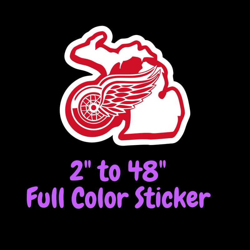 Detroit Red Wings - State - Full Color Vinyl Sticker - Custom Size